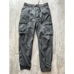 GAP Kids Gray Herringbone Drawstring Cargo Joggers Elastic Jersey Pants Casual M